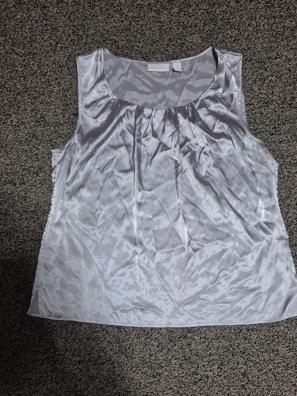 NWOT Chico's Satin Scoop Neck Tank - Silver